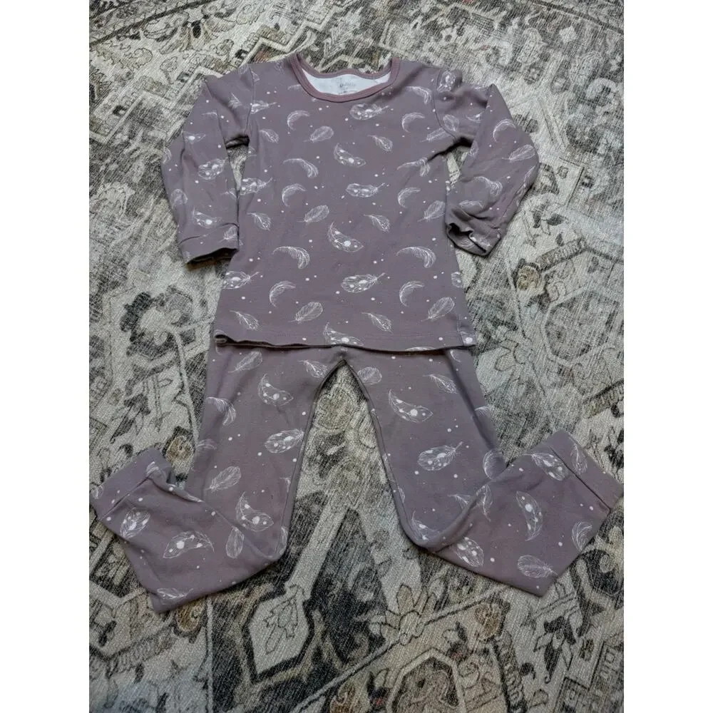 Girls Owlivia Organic Cotton 2 Piece Pajama Set Size 6 Mauve Soft Sleeping